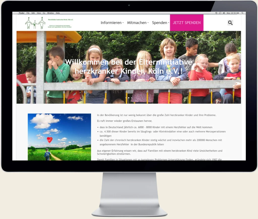 Website Elterninitiative herzkranker Kinder Köln e.V.
