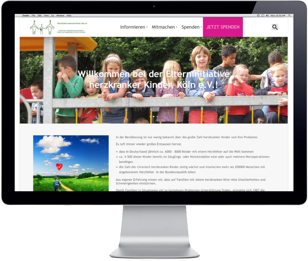 Website Elterninitiative herzkranker Kinder Köln e.V.